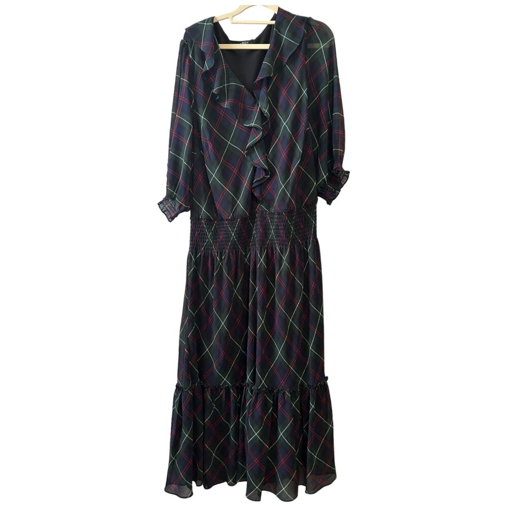 Lauren Ralph Lauren Plaid Maxi Dress - green and Red